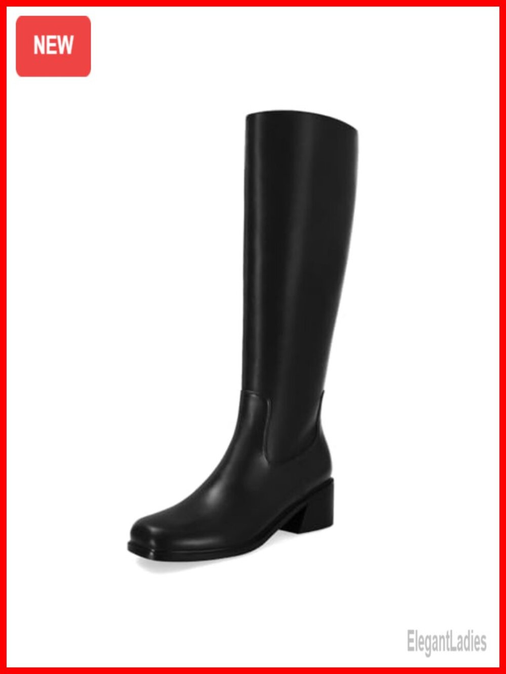 SOVANYOU Women's Knee High Boots Chunky Block Heel Square Toe Faux Leather